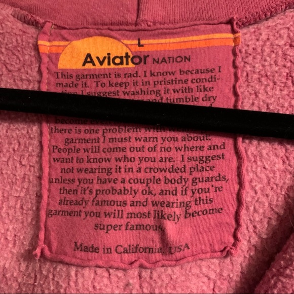 *SOLD* Aviator Nation 5 Stripe Hoodie Flamingo Pink Large - Picture 7 of 11